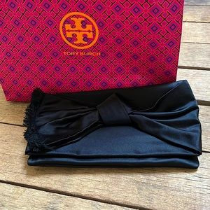 NWT Tory Burch black Satin “Eleanor” clutch
